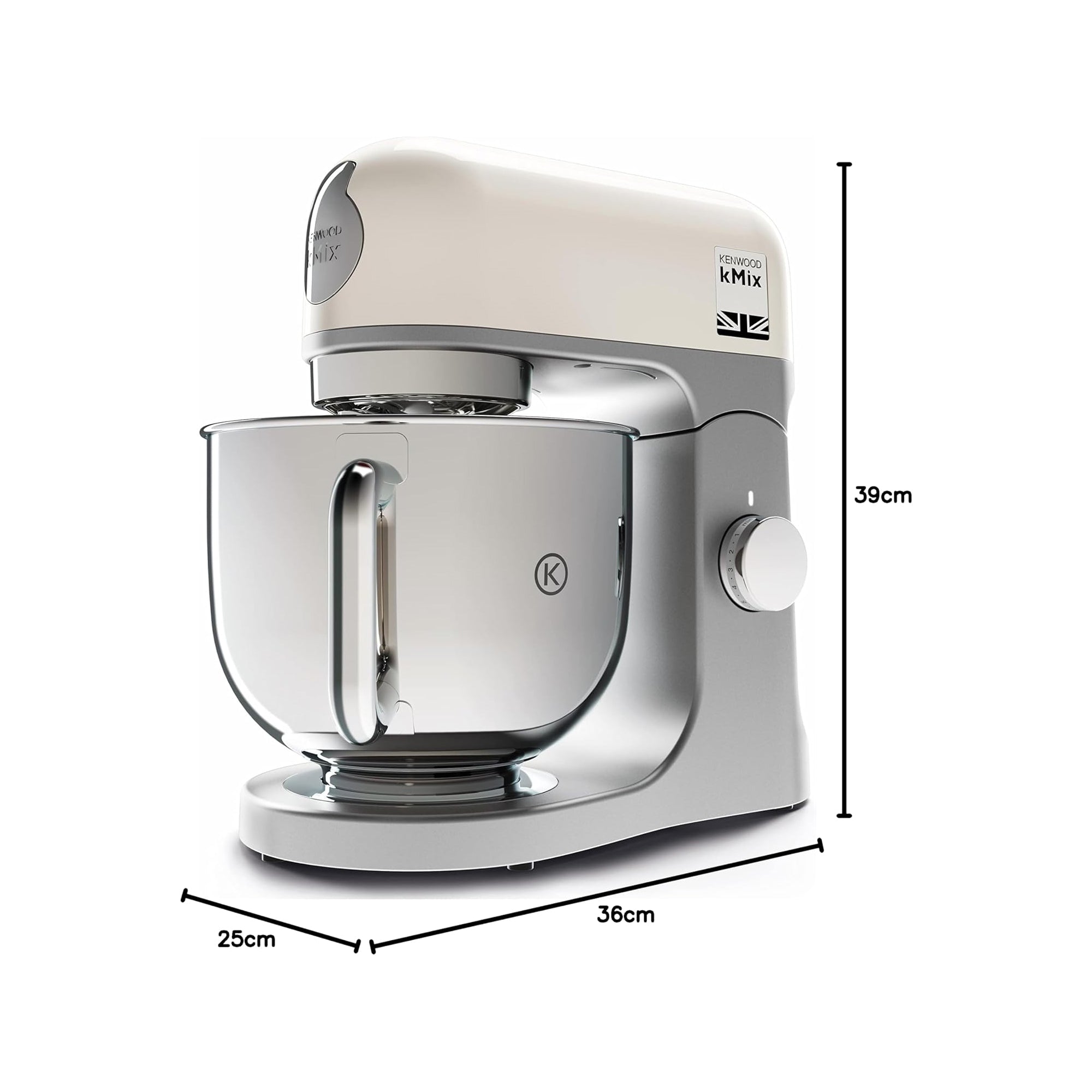 Kenwood kMix Stand Mixer – 1000W 5L Bowl Smart Speed Control Fold Function Cream KMX750CR (creamy finish)