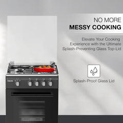 Nikai 50x55 Gas Cooker – 4 Burners Oven & Grill Full Safety Rapid Preheat Free Standing U3110NBFS (Black)