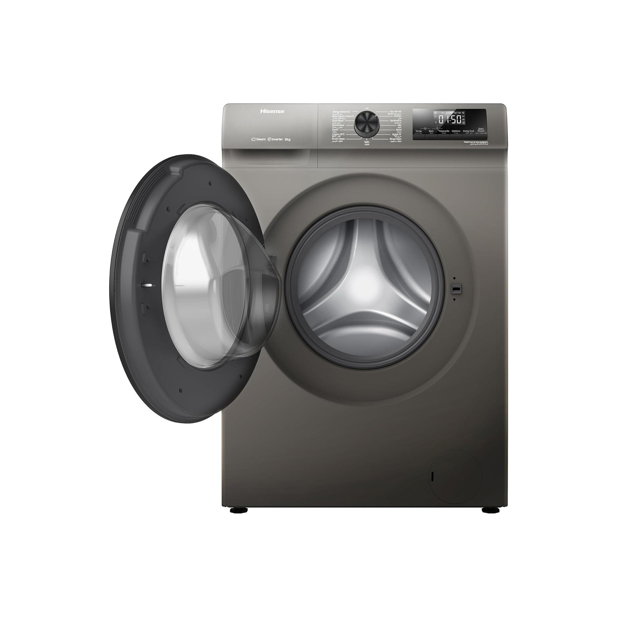 Hisense Front Load Washing Machine 8 kg – Inverter Motor 1200 RPM & 15 Wash Programs WFQP8012T