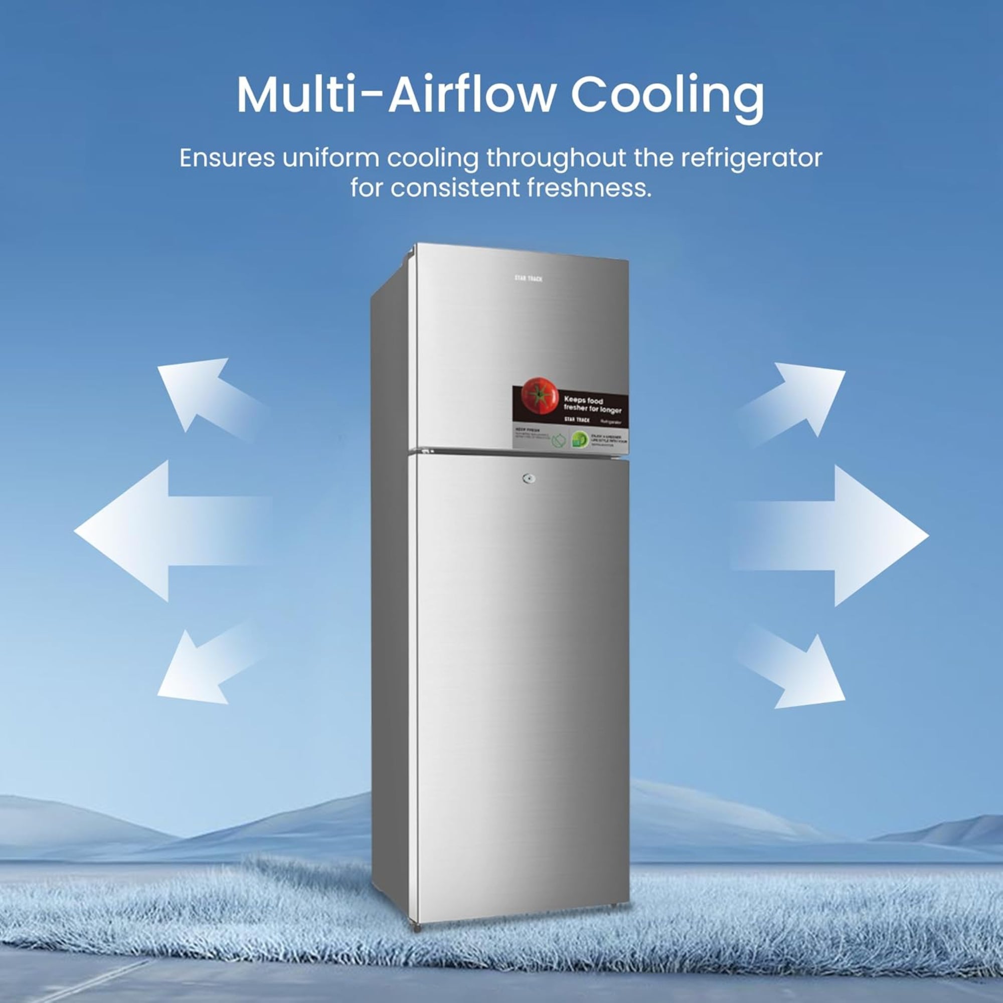 Star Track 320L No Frost Double Door Refrigerator with Electronic Control & LED Light ST-FRG320-NSKE (Silver)