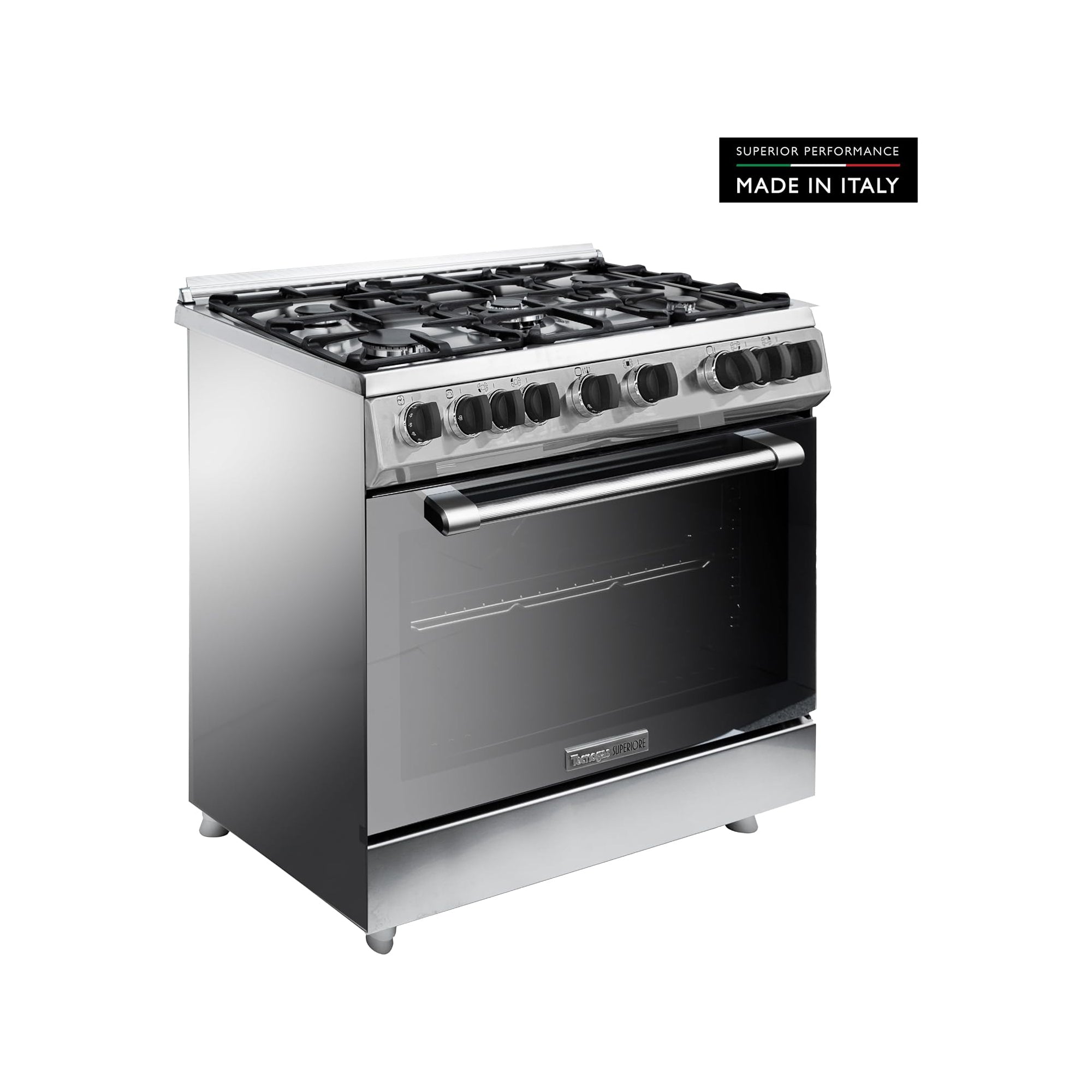 Tecnogas Superiore 90×60 cm Freestanding Gas Cooker with 5 Burners – 133L Convection Fan Oven Stainless Steel N3X96G5VCF