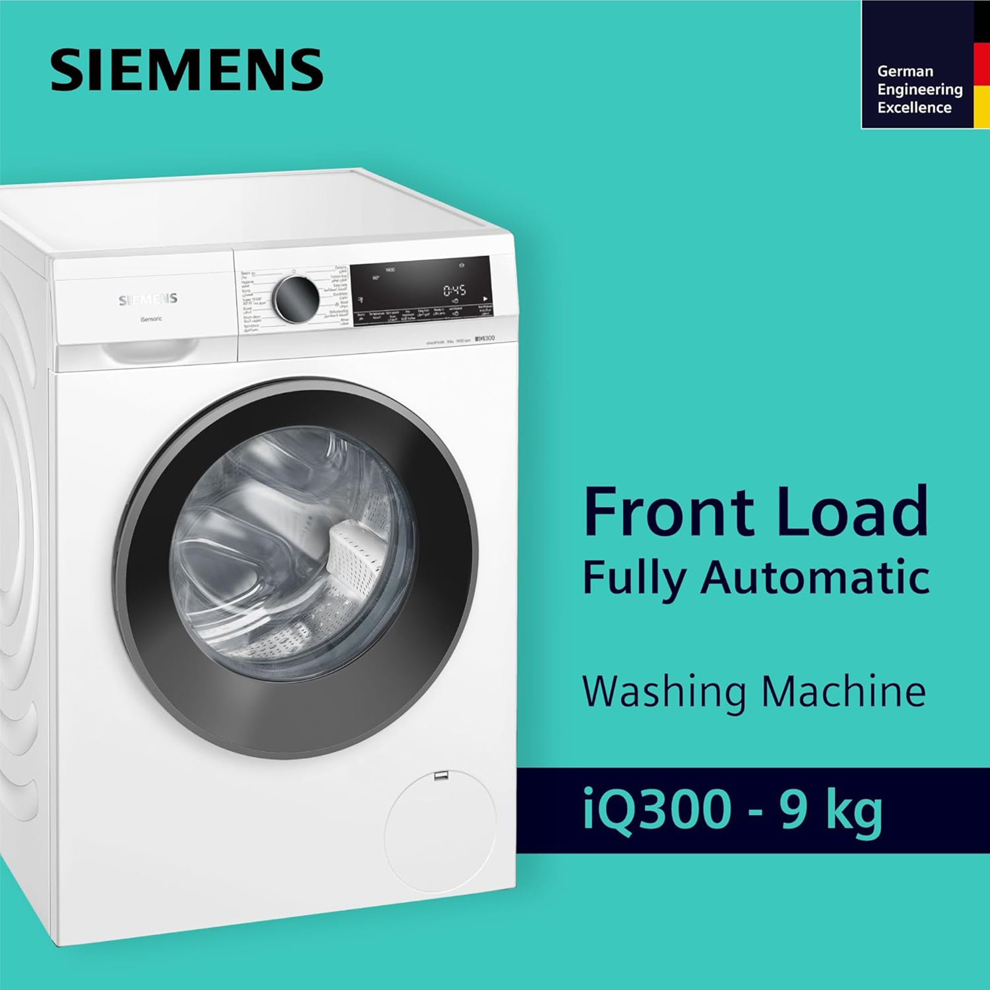 Siemens iQ300 Front Load Washing Machine 9kg 1400RPM iQdrive WG44A100GC
