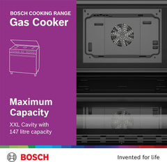 Bosch Free Standing Gas Cooker 90cm, 147L, German Engineering Cooking Range HGW3ASQ50M