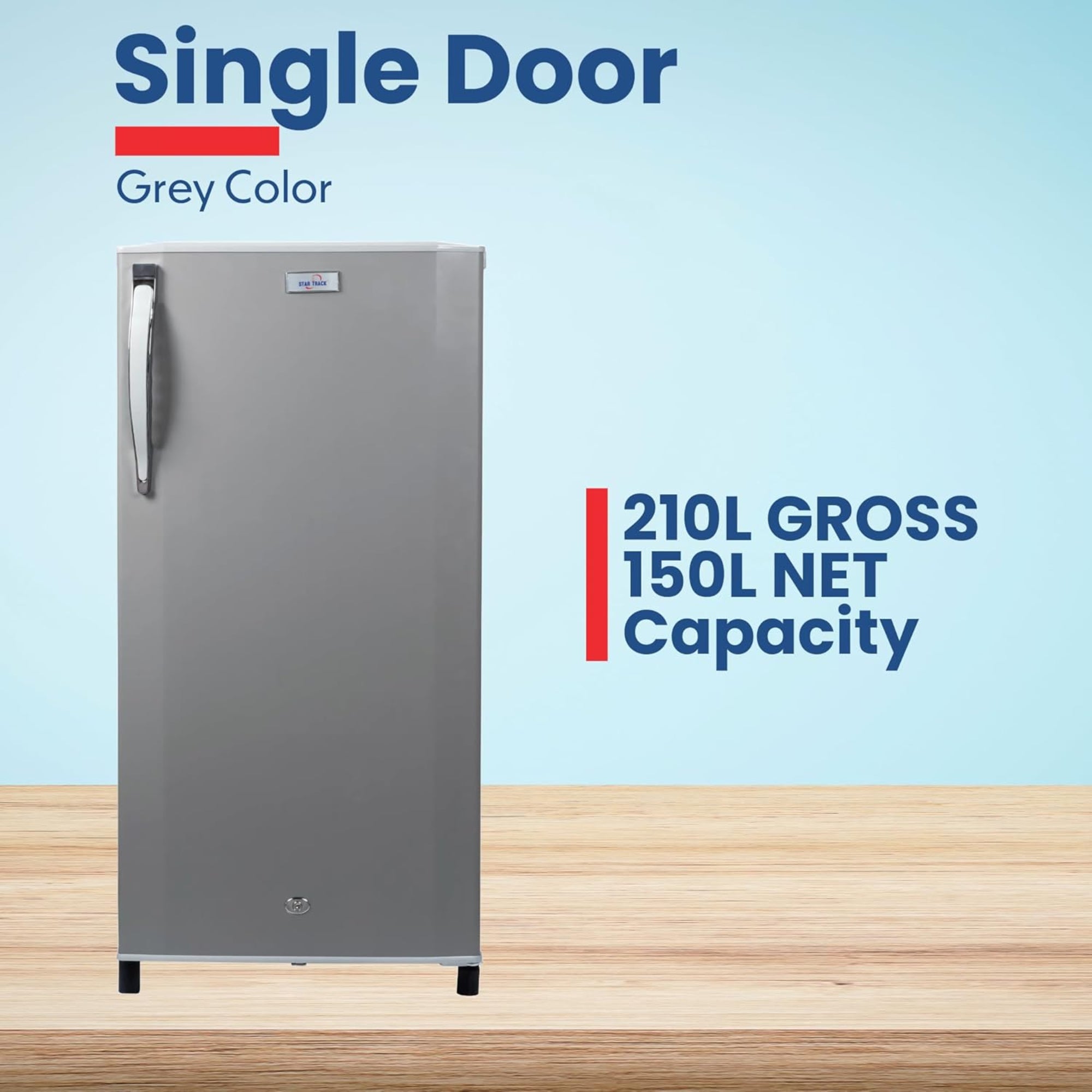 Star Track 210L Single Door Refrigerator with Freezer Box & Adjustable Shelves ST-FRG-210L (Gray)