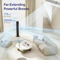 LEVOIT Smart Control 25dB Silent Tower Fan 42Inch, 7.9m/s Powerful Electric Coolness Fan for Bedroom, DC Motor, 90° Oscillating and 60° Up and Down, Voice Control 4 Modes 12 Speeds 【2-Years Warranty】