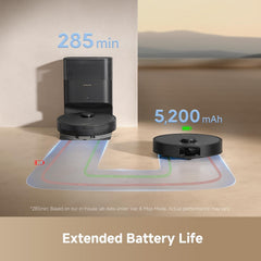 DREAME D20 Plus Robot Vacuum, 13,000Pa Suction, DuoBrush for Zero Tangled Hair, 5L Dust Bag for 150 Days, LDS Navigation, 2-in-1 Vacuum & Mop, 5,200mAh Battery, 2 Years Warranty, Black