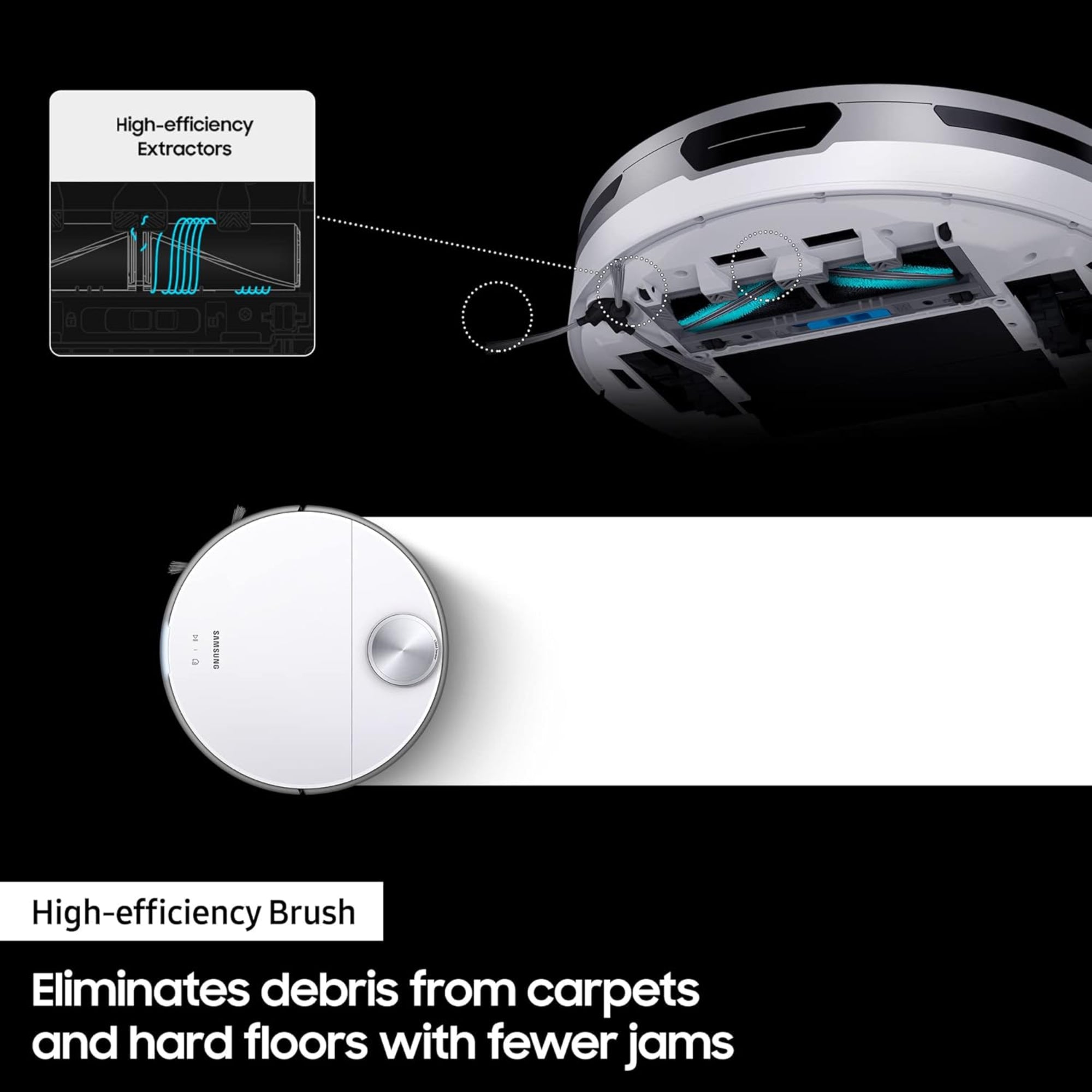 Samsung Jet Bot Robot Vacuum Cleaner – 60W Suction LiDAR Navigation Smart Control VR30T80313W (White)