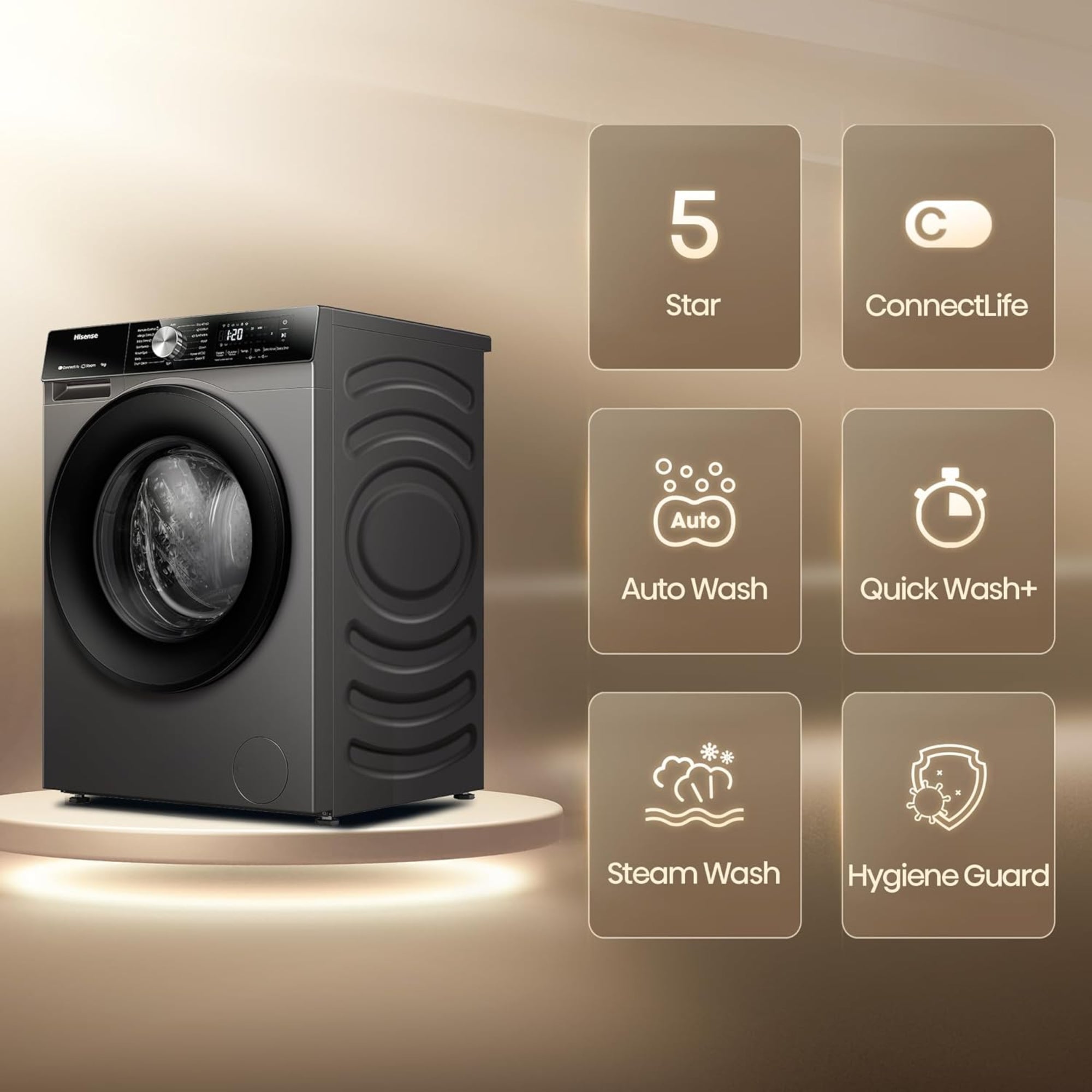 Hisense 10/6 kg Washer Dryer – 1400 RPM Inverter Motor Steam Refresh Smart WiFi WD3S1043BT