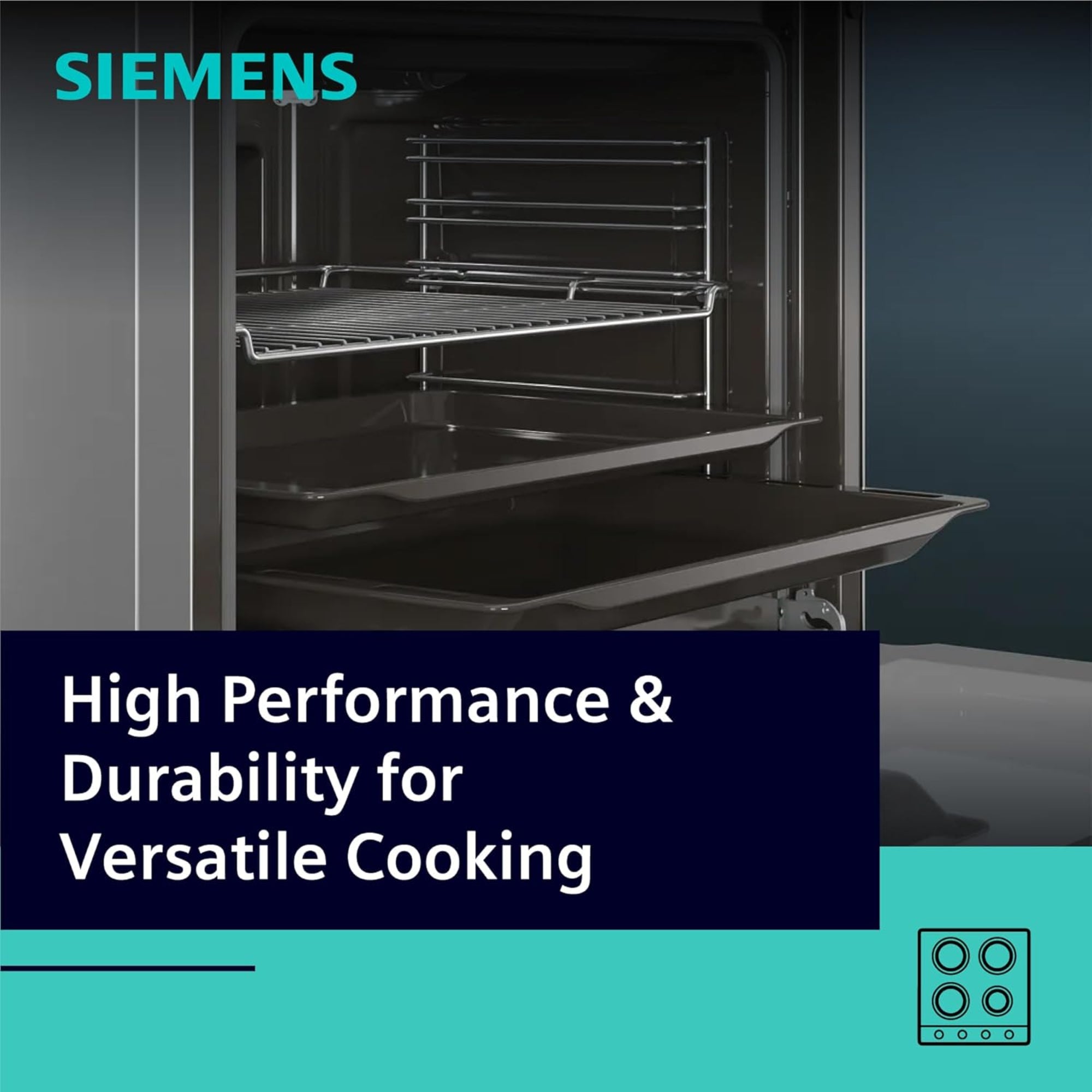 Siemens Free Standing Gas Cooker 60cm – 71L Oven 4 Burners Full Safety HG2L10B51M