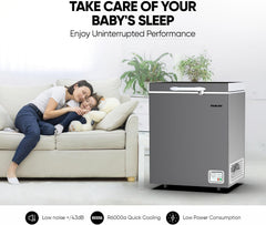 Nikai 200L Gross/138L Net, Single Door Chest Freezer with Storage Basket, High Energy Efficiency Cooling System, Adjustable Temperature, Silent Operation, For Home & Restaurants - NCF200N7S Silver