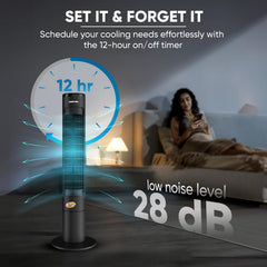 Nikai (Renewed) 40" Tower Fan, LED Touch Panel, Remote, 80° Oscillation, 12-Hour Timer, Quiet, Energy Efficient – Black NTOF4001RL