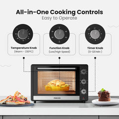 Nikai 46L Electric Oven, 1800W Power, Adjustable Temperature, 7 Heating Stages, 60-Min Timer with Bell Ring, Indicator Light, Keep Warm Function, High-Efficiency Heating, Accessories Included -NT655N2