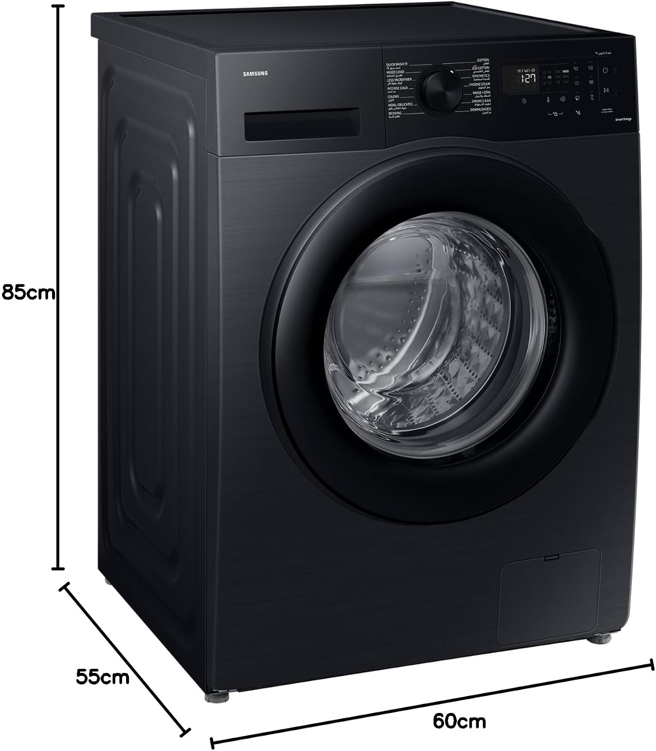 Samsung 9kg Front Load Washing Machine, WW90CGC04DABGU, Black, EcoBubble and Hygiene Steam, (UAE version)