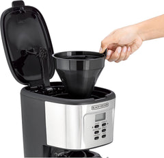BLACK+DECKER 12-Cup Coffee Maker, 900W Programmable Drip Coffee Machine, 1.5L Glass Carafe, 24-Hour Timer, Keep Warm Function, LCD Display, Auto Shut-Off, Boil Dry Protection, Black - DCM85-B5