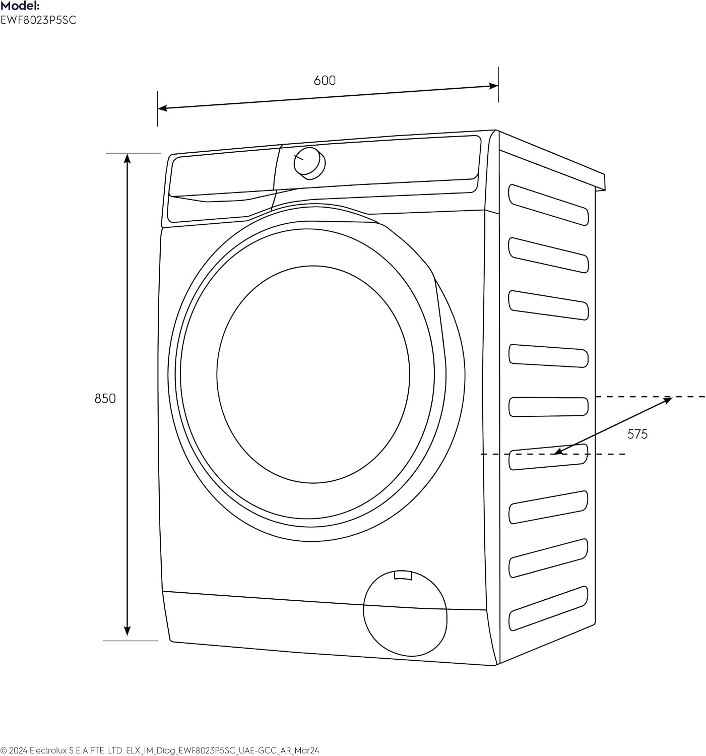Electrolux 8KG Eco Inverter High Efficiency Motor Front Load Washing Machine, 1200 RPM & 5 Star Rating, 13 Programs includes FULL LOAD 45Minutes WASH, ULTIMATECARE500, EWF8023P5SC