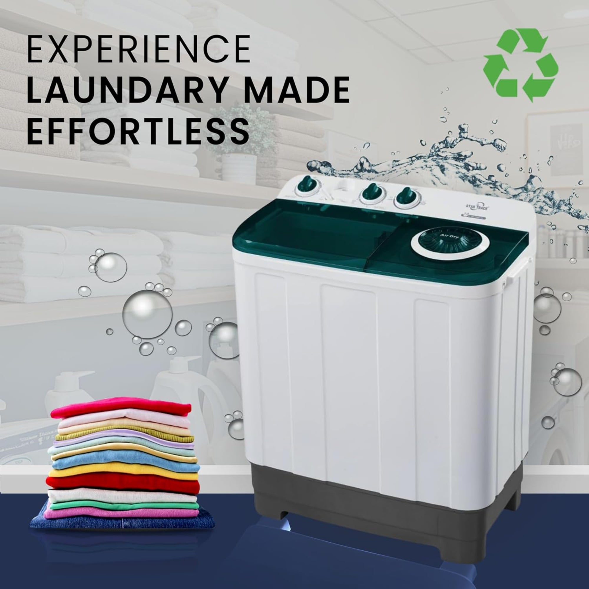 Star Track 7KG Twin Tub Semi-Automatic Washing Machine with Spin Dryer & Lint Filter – SW-700G1TK (WHITE)