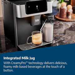 Beko Fully Automatic Coffee Machine with 19 Bar, 2L Water Capacity, 1350W, 12 Hot & Iced Beverages, Touch Display, 600ml Milk Container, Twin Shot, 13 Grinder Settings, Stainless Steel- CEG7304X