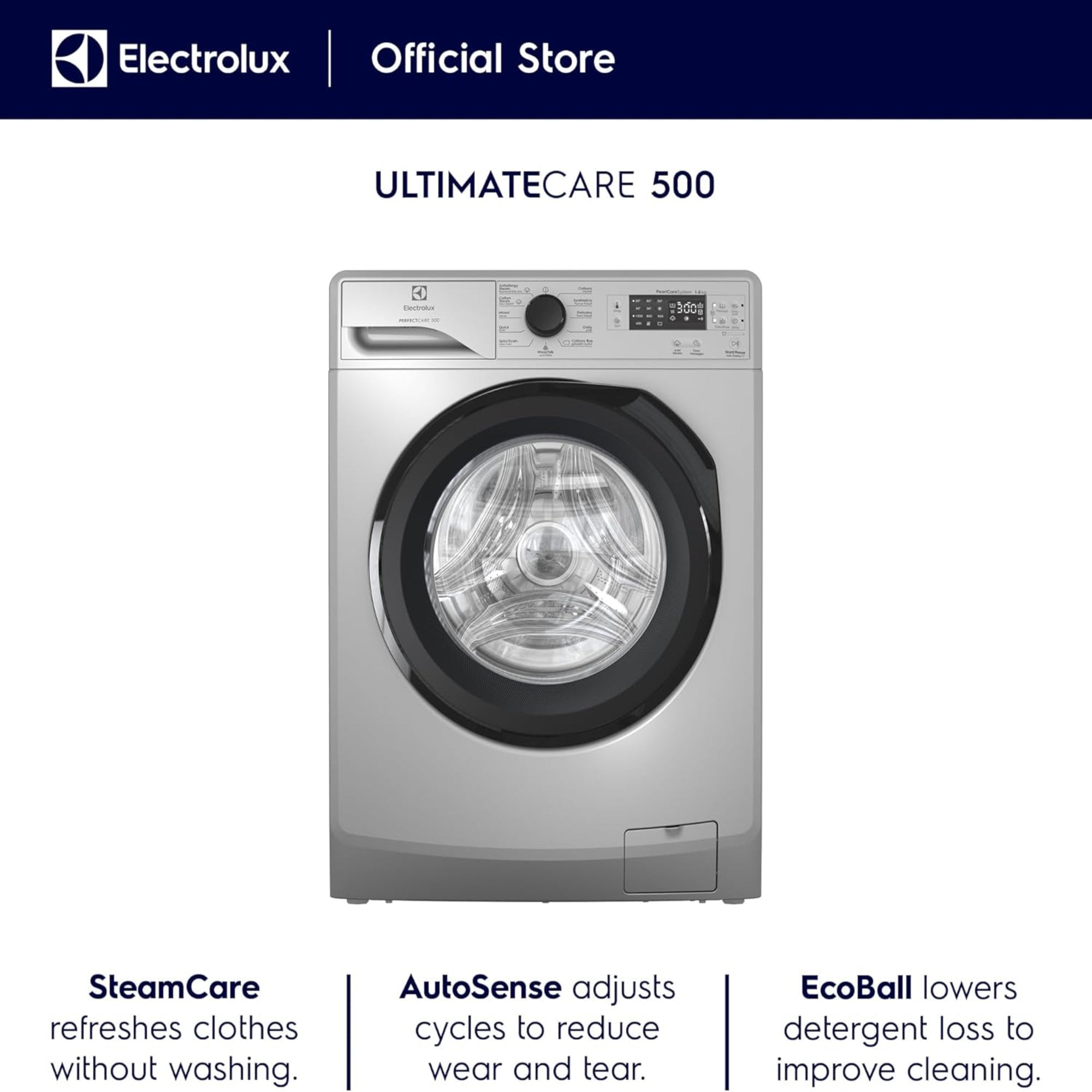 Electrolux 8 kg Front Load Washing Machine – 1200 RPM Inverter Motor SteamCare AutoSense EWF8241SBS