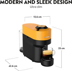Nespresso Vertuo Pop Coffee Machine by Nespresso - Vibrant Mango Yellow Design, Automatic Capsule System, UAE Version
