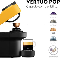 Nespresso Vertuo Pop Coffee Machine by Nespresso - Vibrant Mango Yellow Design, Automatic Capsule System, UAE Version