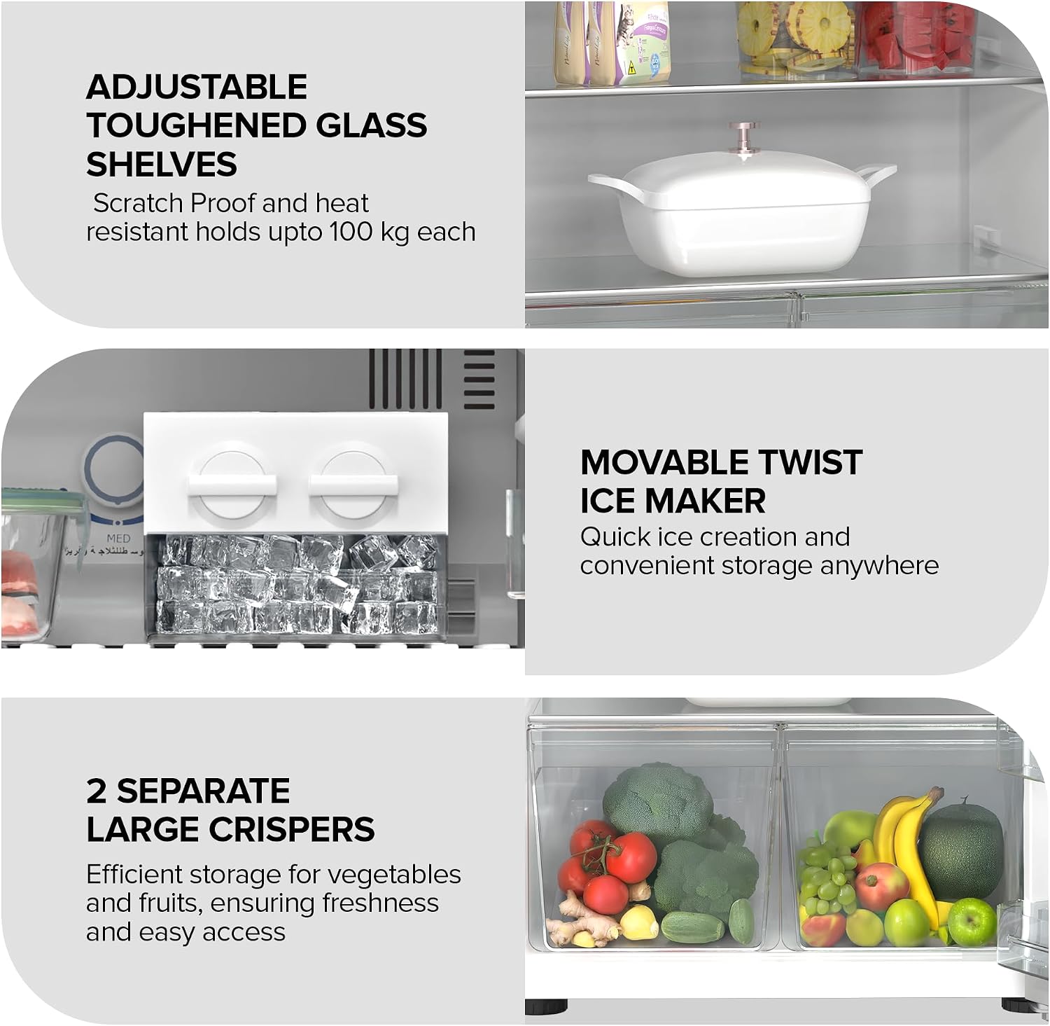 Nikai 700L Gross & 466L Net Double Door No Frost Top Mount Refrigerator, Digital Display, Silent & Energy Efficient, Inverter Compressor Big Fridge, Frost-Free, Best for Home & Kitchen - NRF701FSSINV