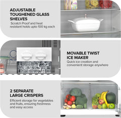 Nikai 700L Gross & 466L Net Double Door No Frost Top Mount Refrigerator, Digital Display, Silent & Energy Efficient, Inverter Compressor Big Fridge, Frost-Free, Best for Home & Kitchen - NRF701FSSINV