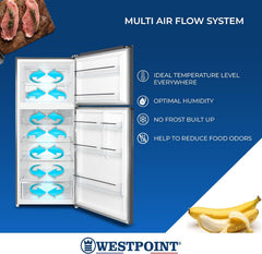 Westpoint 500 Liters Double Door Refrigerator,No-Frost, INVERTER COMPRESSOR, Vegetable Drawers, Fresh Zone Compartment, Twister for Ice Cubes, LOCK & KEY Silver WNN-5019EIV