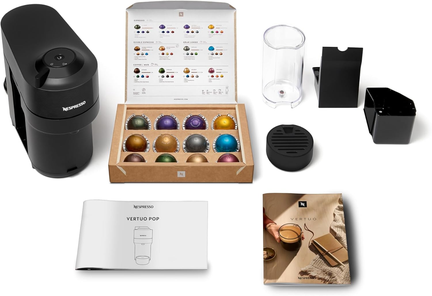 Nespresso Vertuo Pop Coffee Machine by Nespresso - Liquorice Black Design, Smart Brewing Technology, UAE Version