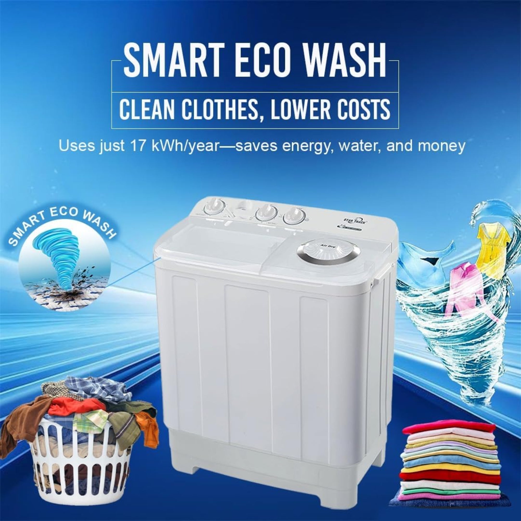 Star Track 7KG Twin Tub Semi-Automatic Washing Machine with Spin Dryer & Lint Filter – SW-700W1TK (WHITE)