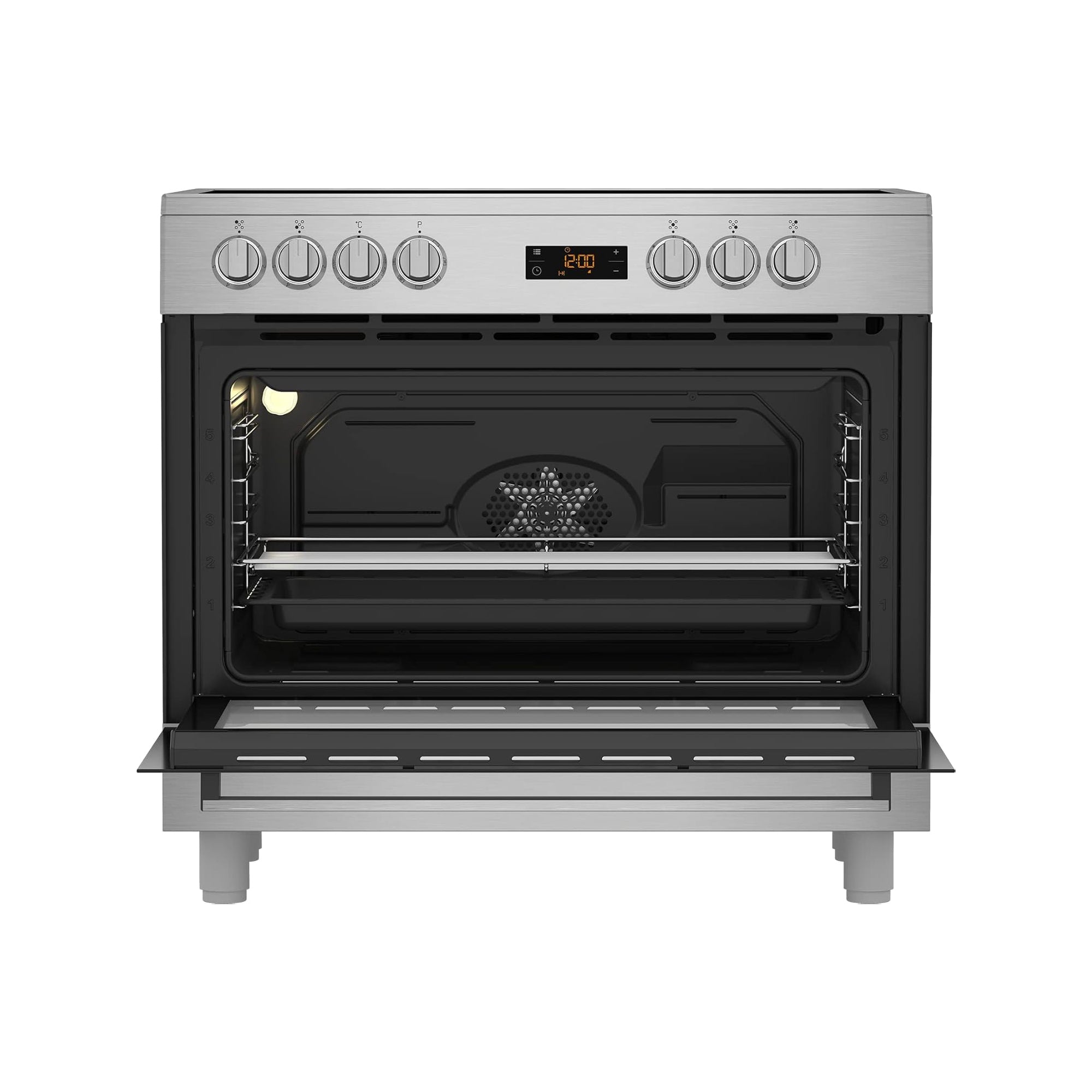 Beko 90×60 cm Freestanding Ceramic Electric Cooker with 5 Zones – 111 L Oven Stainless Steel GM17300GXNS