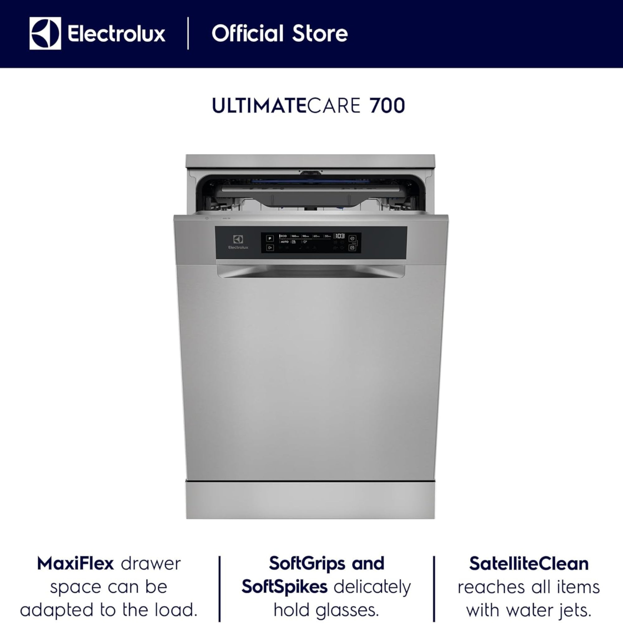 Electrolux 15 Place Settings Freestanding Dishwasher – 8 Programs Inverter Motor SatelliteClean AirDry ESZ89300SX (silver)