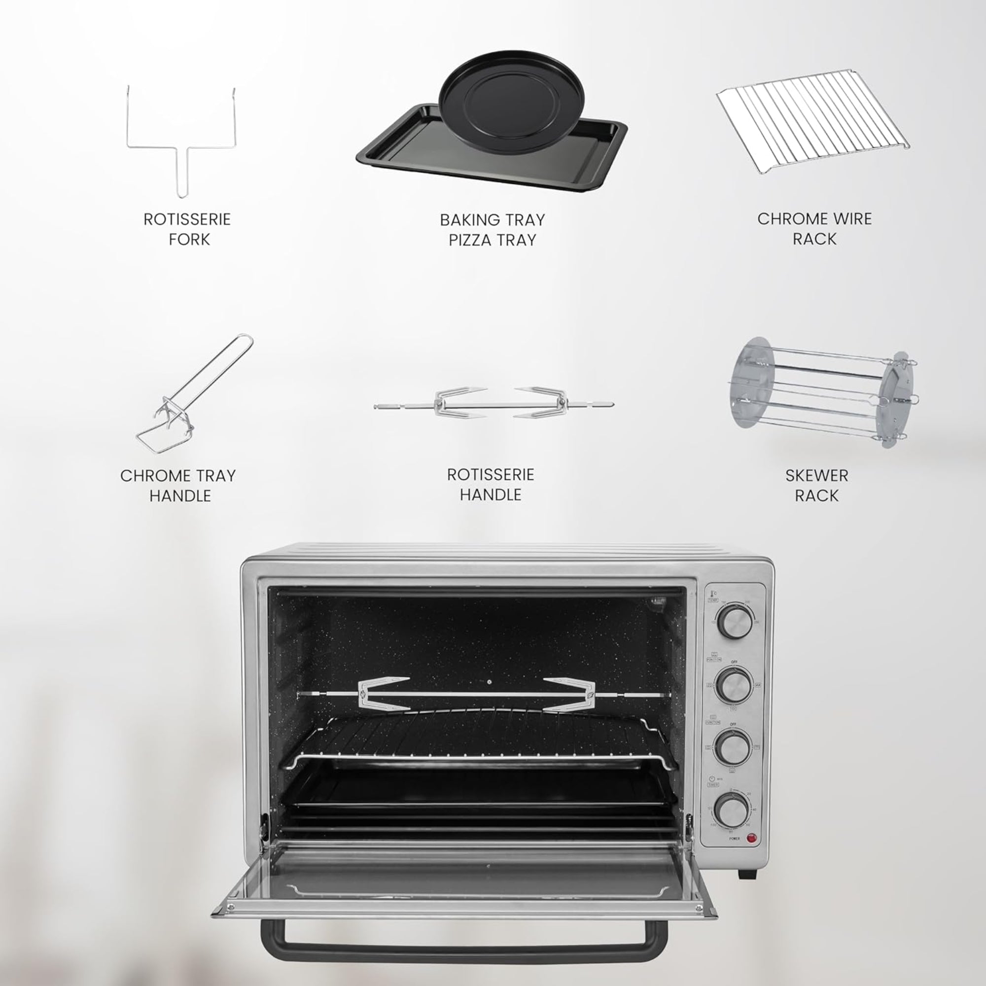 Star Track Electric Oven 100L Self-Clean Rotisserie Convection 2200W 120-Min Timer ST-100SSW-EO2200