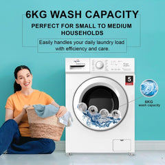 Star Track 6KG Front Load Washing Machine with BLDC Inverter Motor Steam Wash & 1200 RPM – SW-600ATT2-AZ (BLACK)