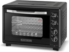 BLACK+DECKER Toaster Oven with Double Grill, 2000W, 55L Capacity, 90-230° Temp Control, Double Glass Door, Stainless Steel Interior, Multiple Accessories for Baking & Broiling, Black - TRO55RDG-B5