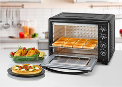 BLACK+DECKER Toaster Oven with Double Grill, 2000W, 55L Capacity, 90-230° Temp Control, Double Glass Door, Stainless Steel Interior, Multiple Accessories for Baking & Broiling, Black - TRO55RDG-B5