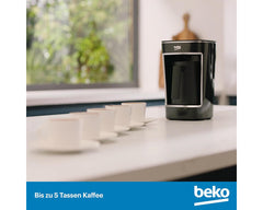Beko TKM2341 Turkish Coffee Machine, 5 Cups, CookSense, Spill-Proof, Black