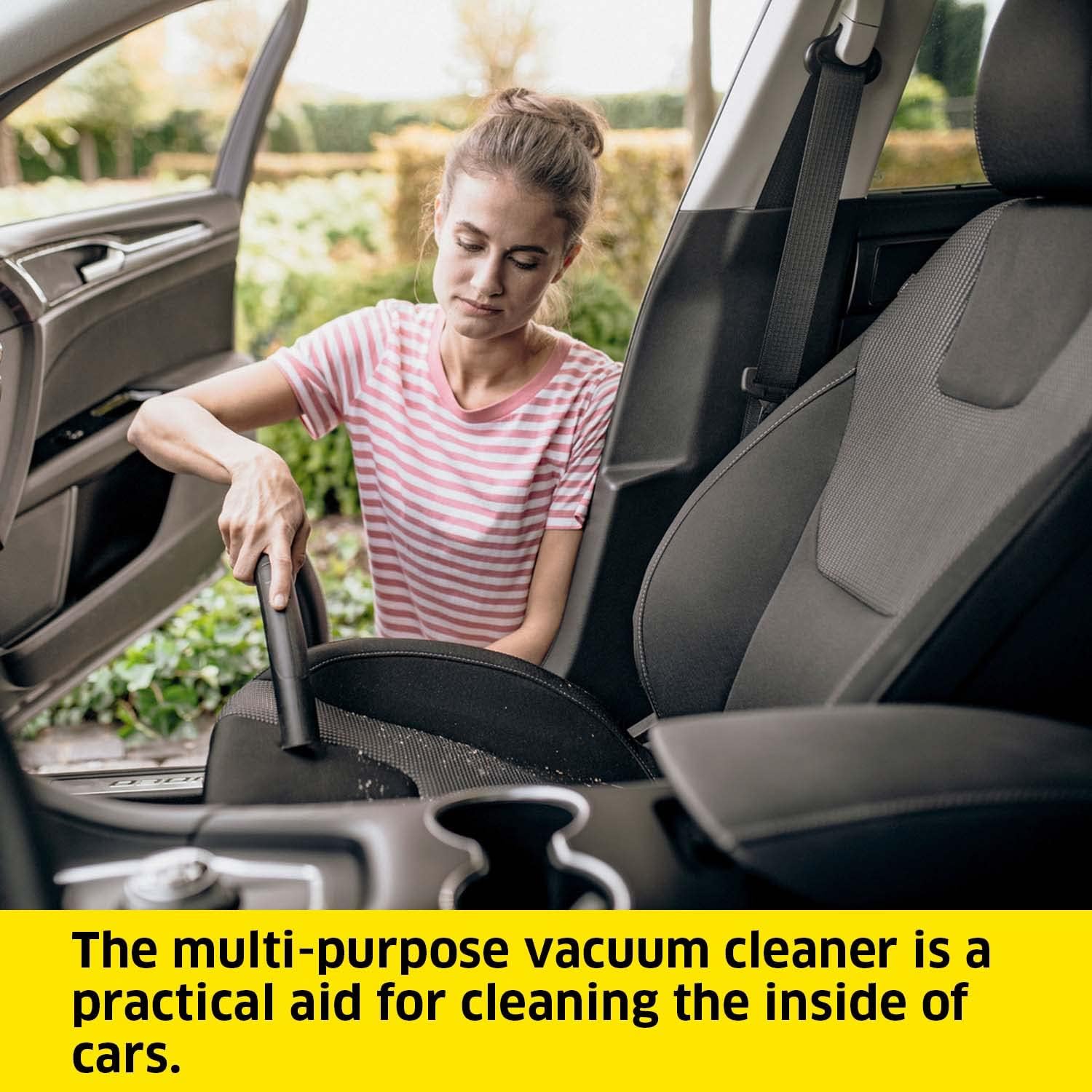 Karcher WD 2 Plus Wet and Dry Vacuum Cleaner with Blower Function, 1000W Power, 12L Impact-Resistant Container, 1.8m Suction Hose, for Home, Garage, Workshop & Car Cleaning, Yellow