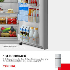 Toshiba 611L Top Mount Refrigerator, Inverter, Pure Air, Ultra Fresh Chiller, No Frost, Twist Ice Maker (Stainless Steel) – GR-RT835WE-PME