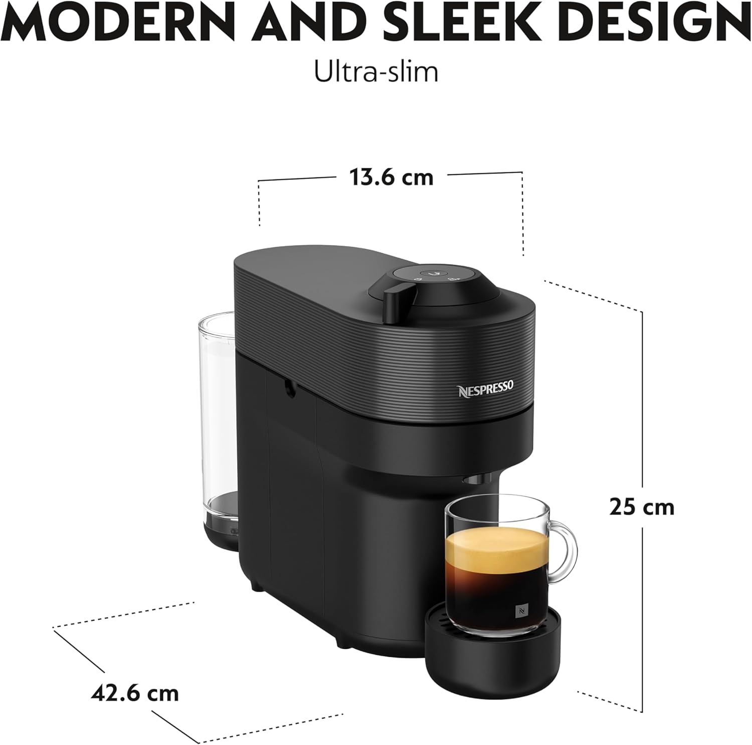Nespresso Vertuo Pop Coffee Machine by Nespresso - Liquorice Black Design, Smart Brewing Technology, UAE Version