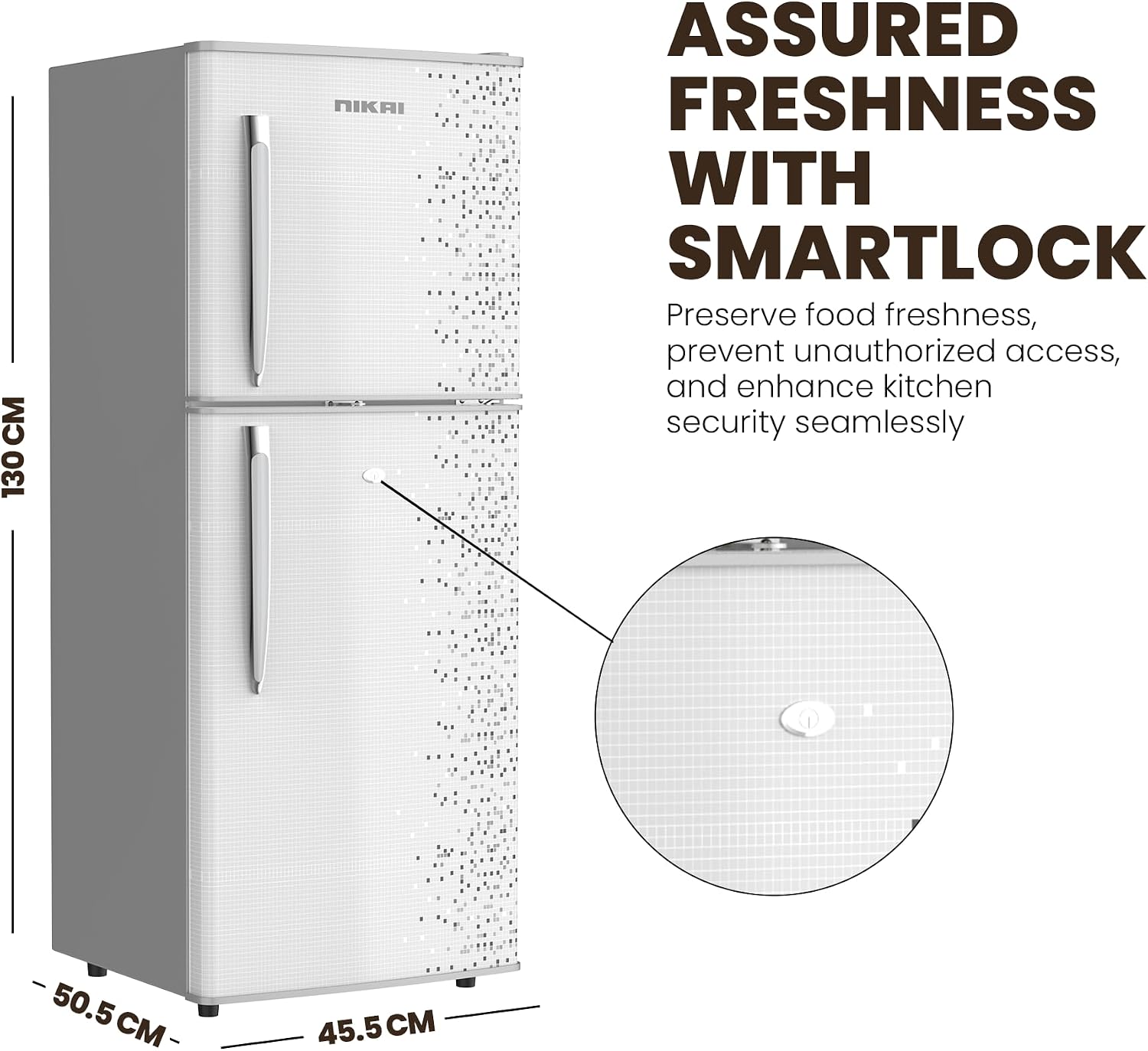 Nikai 200L Gross/127L Net, Double Door Refrigerator, Adjustable Glass Shelves, Defrosting, Temperature Control, Energy Saving R600A Gas, Silent Operation, For Home, Office & Hotels NRF200DN3M Silver