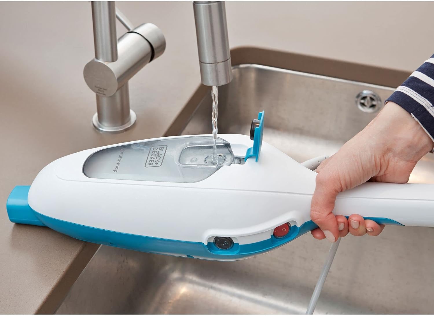 Black+Decker FSMH13E5-GB, 1300w 5in1 Steam-Mop, White, 1300 W, 380 milliliters