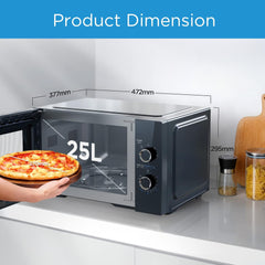 Midea 25 Liter Solo Microwave Oven – 800W 5 Power Levels Defrost Function Child Lock MM8P022KG-BK