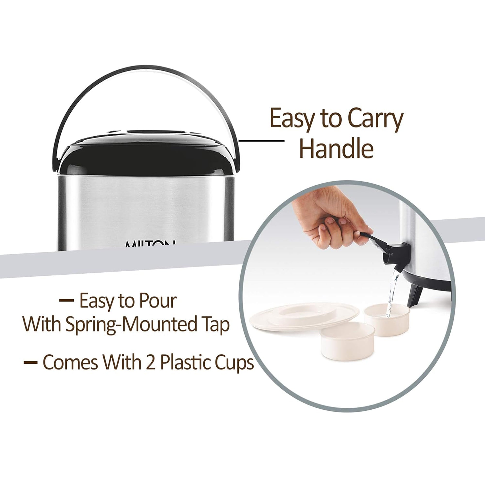 Milton Stellar Thermosteel Water Jug 5.7L PU Insulated Stainless Steel Hot & Cold Beverage Dispenser