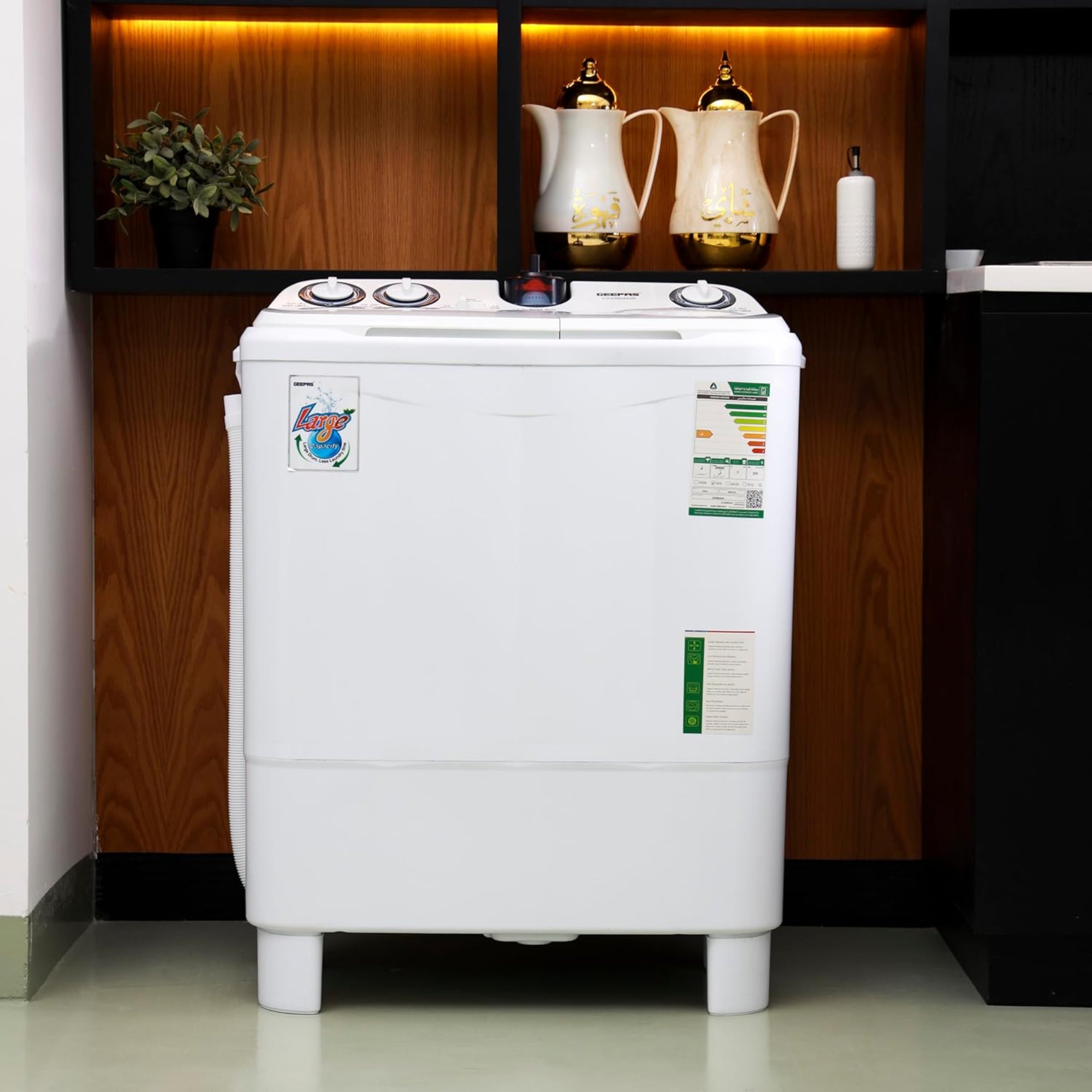 Geepas Twin Tub Washing Machine 7.2KG – Semi Automatic Ripple Pulsator Spin Dry GSWM6468