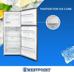 Westpoint 500 Liters Double Door Refrigerator,No-Frost, INVERTER COMPRESSOR, Vegetable Drawers, Fresh Zone Compartment, Twister for Ice Cubes, LOCK & KEY Silver WNN-5019EIV