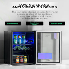 Geepas Showcase Chiller 120L – Quick Cooling Low-E Glass Door & Low Noise GSC1223B