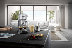 De'Longhi Dedica Arte EC885.M, Traditional Barista Pump Espresso Machine, Manual Coffee Machine with My LatteArt Steam Wand, Compact Design 15cm Wide, Fit Mug Up to 13cm, Metal