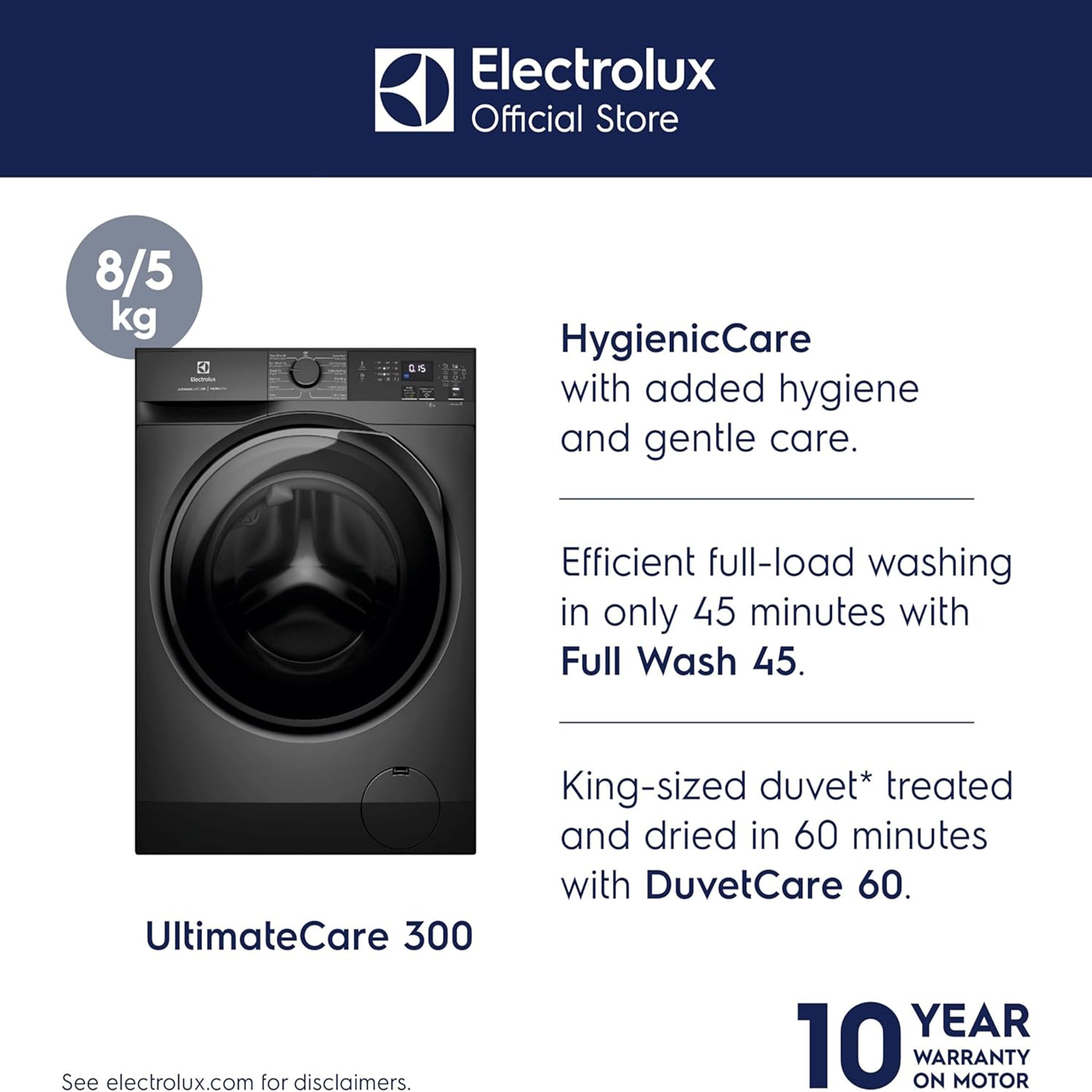 Electrolux UltimateCare 300 Front Load Washer Dryer Combo 8x5kg 1200RPM Eco-Inverter EWW8024P3SC