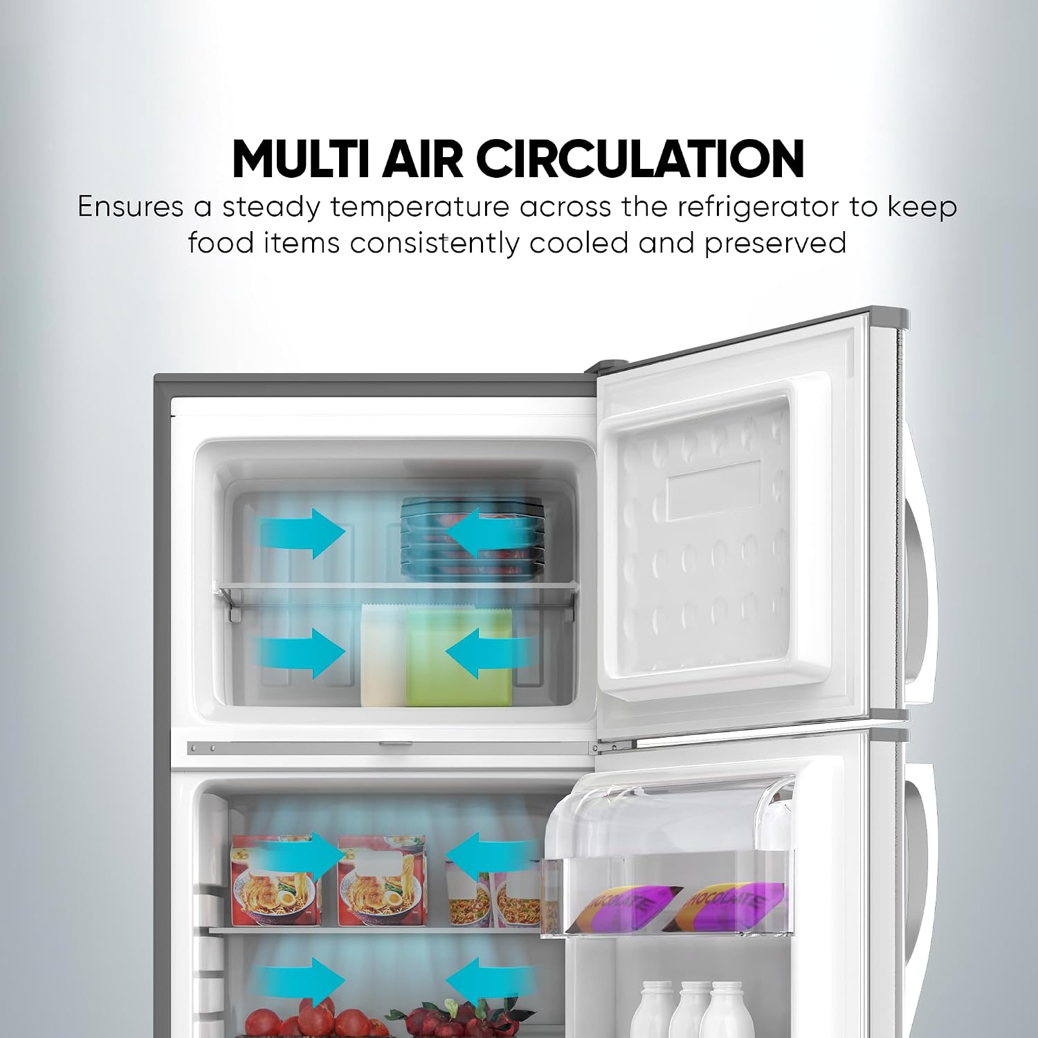 Nikai 450L Gross/311 Net, Double Door Refrigerator, with Vegetable Crisper & Adjustable Glass Shelves, Convenient Defrosting and Temperature Control, For Kitchen, Bedroom, Office & Hotels - NRF450DN5S