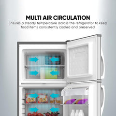Nikai 450L Gross/311 Net, Double Door Refrigerator, with Vegetable Crisper & Adjustable Glass Shelves, Convenient Defrosting and Temperature Control, For Kitchen, Bedroom, Office & Hotels - NRF450DN5S